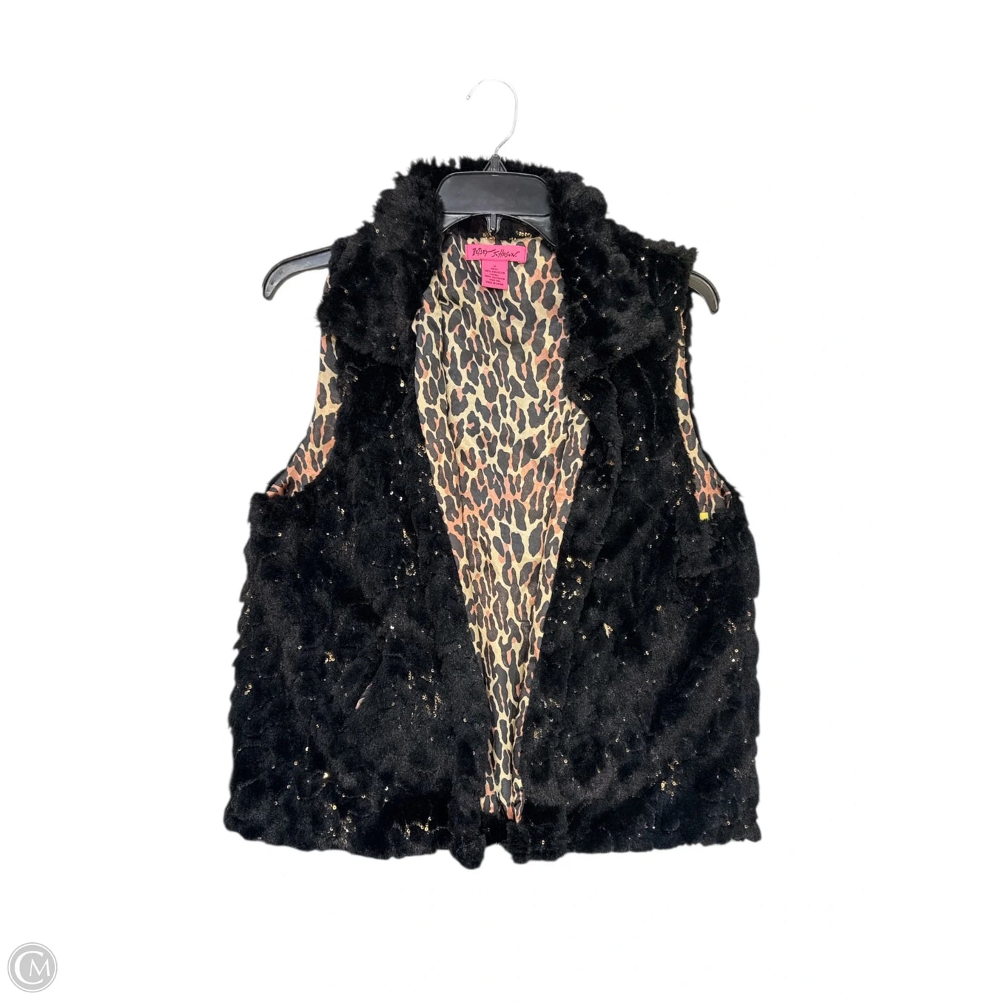 Vest Faux Fur & Sherpa By Betsey Johnson In Black, Size: M