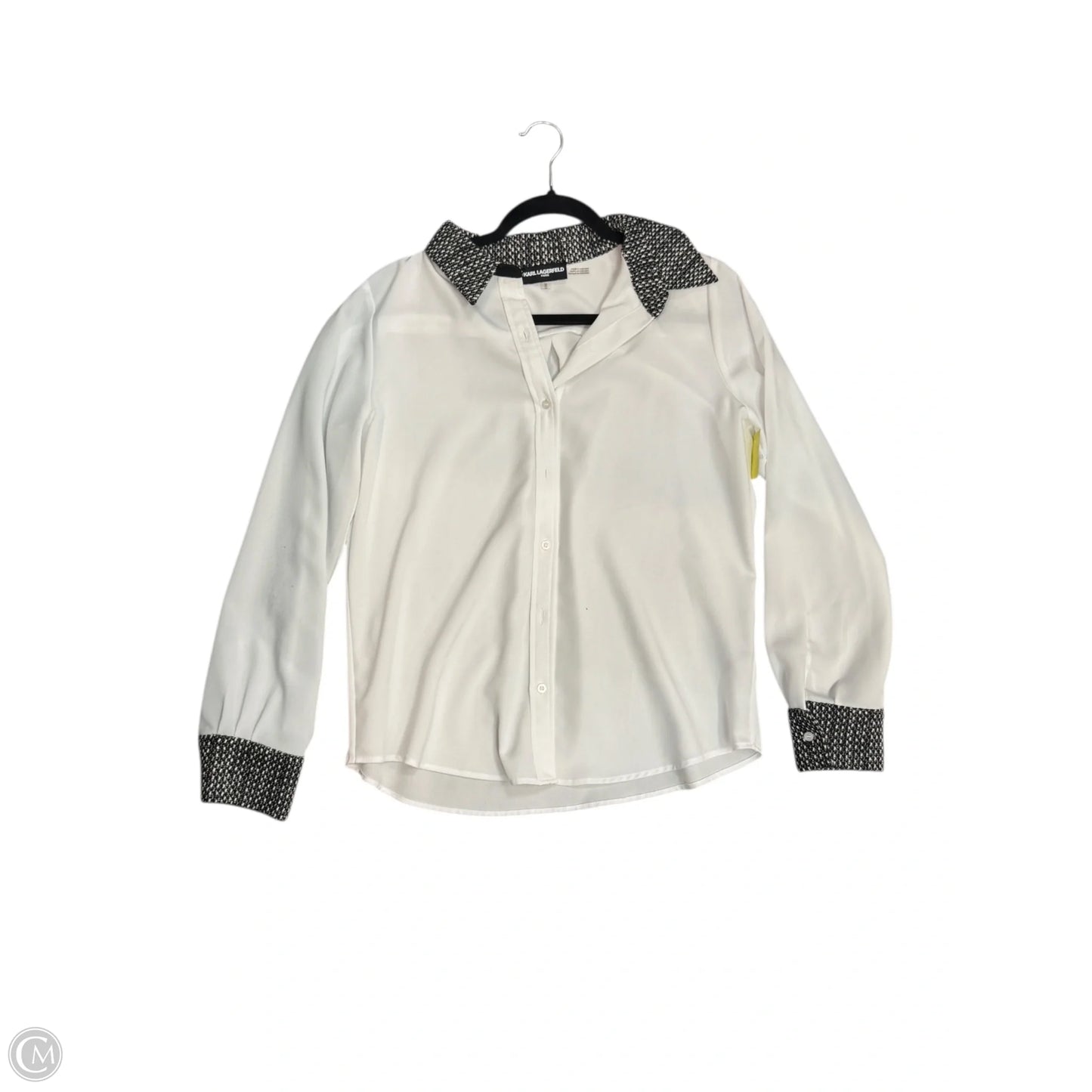 Blouse Designer By Karl Lagerfeld In Black & White, Size: S