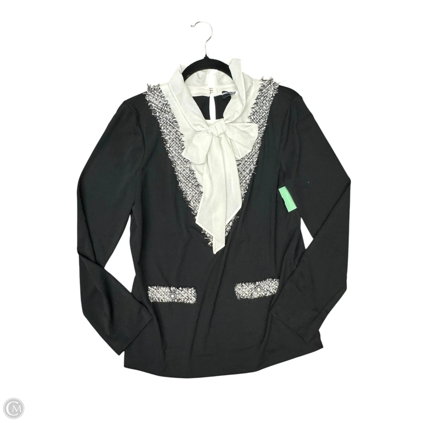 Blouse Designer By Karl Lagerfeld In Black & White, Size: S