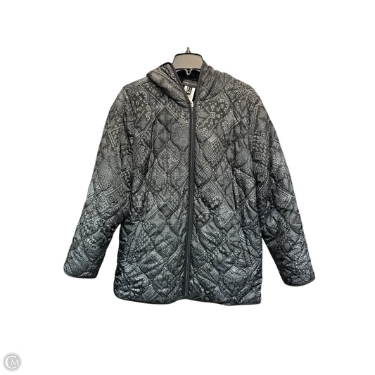 Jacket Puffer & Quilted By Susan Graver In Black & Grey, Size: L