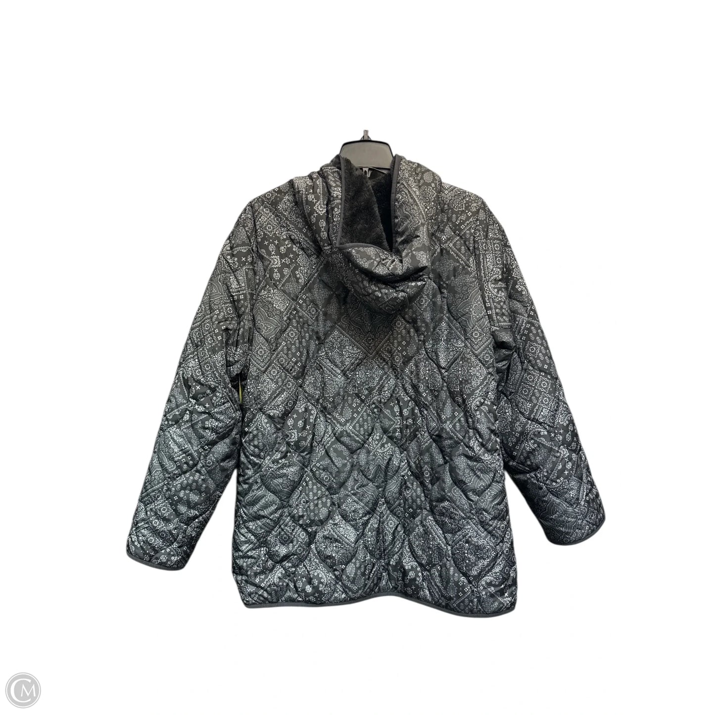 Jacket Puffer & Quilted By Susan Graver In Black & Grey, Size: L