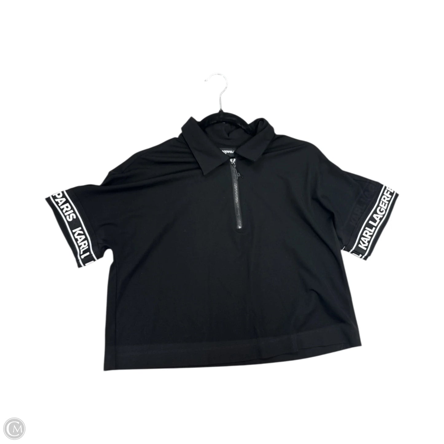 Top Short Sleeve Designer By Karl Lagerfeld In Black, Size: M