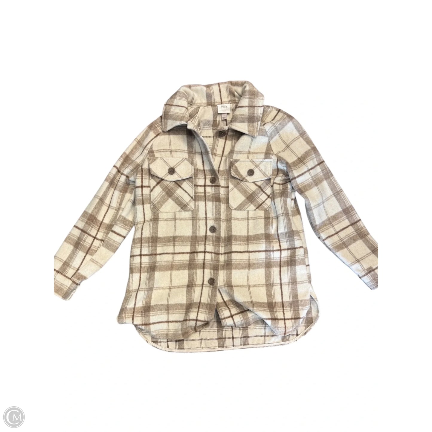 Jacket Shirt By Knox Rose In Tan, Size: S