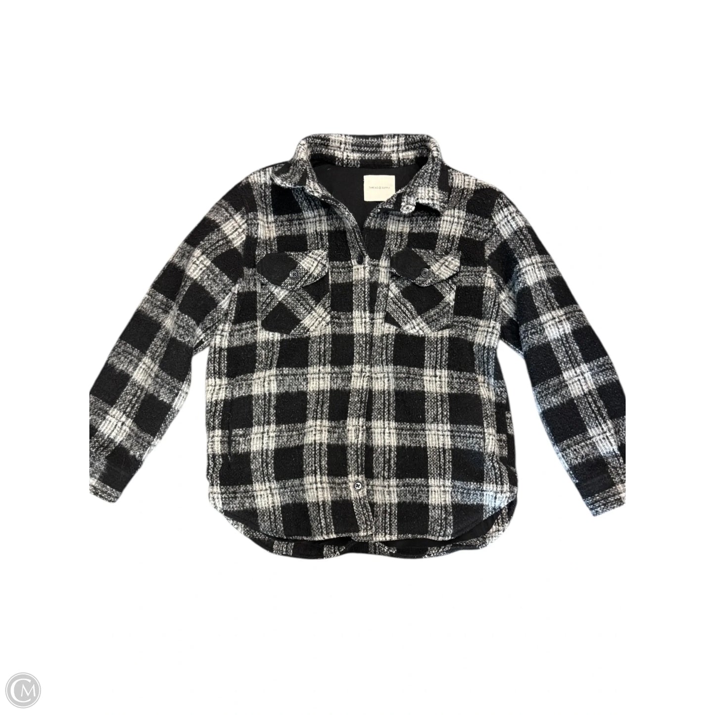 Jacket Shirt By Thread And Supply In Black & Grey, Size: L