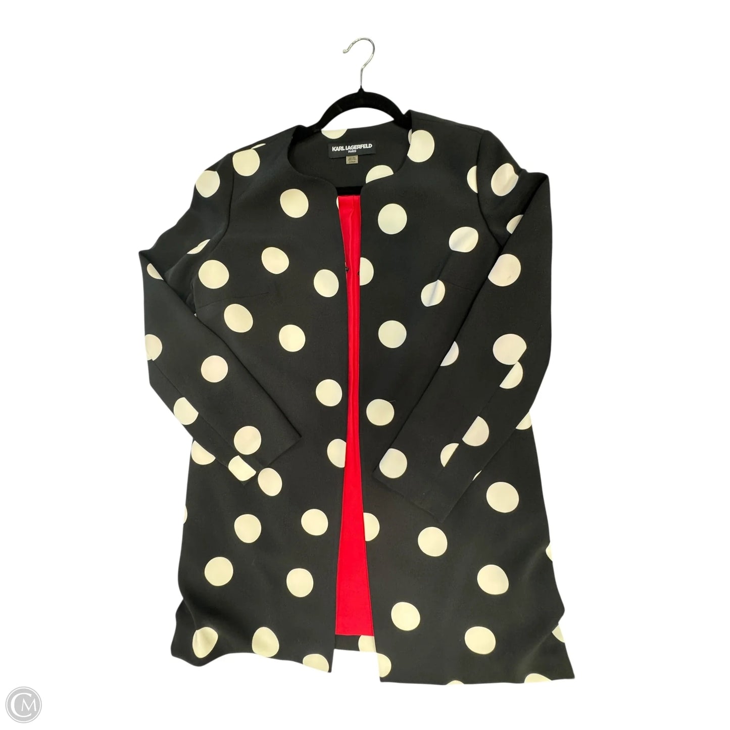 Blazer Designer By Karl Lagerfeld In Polkadot Pattern, Size: S