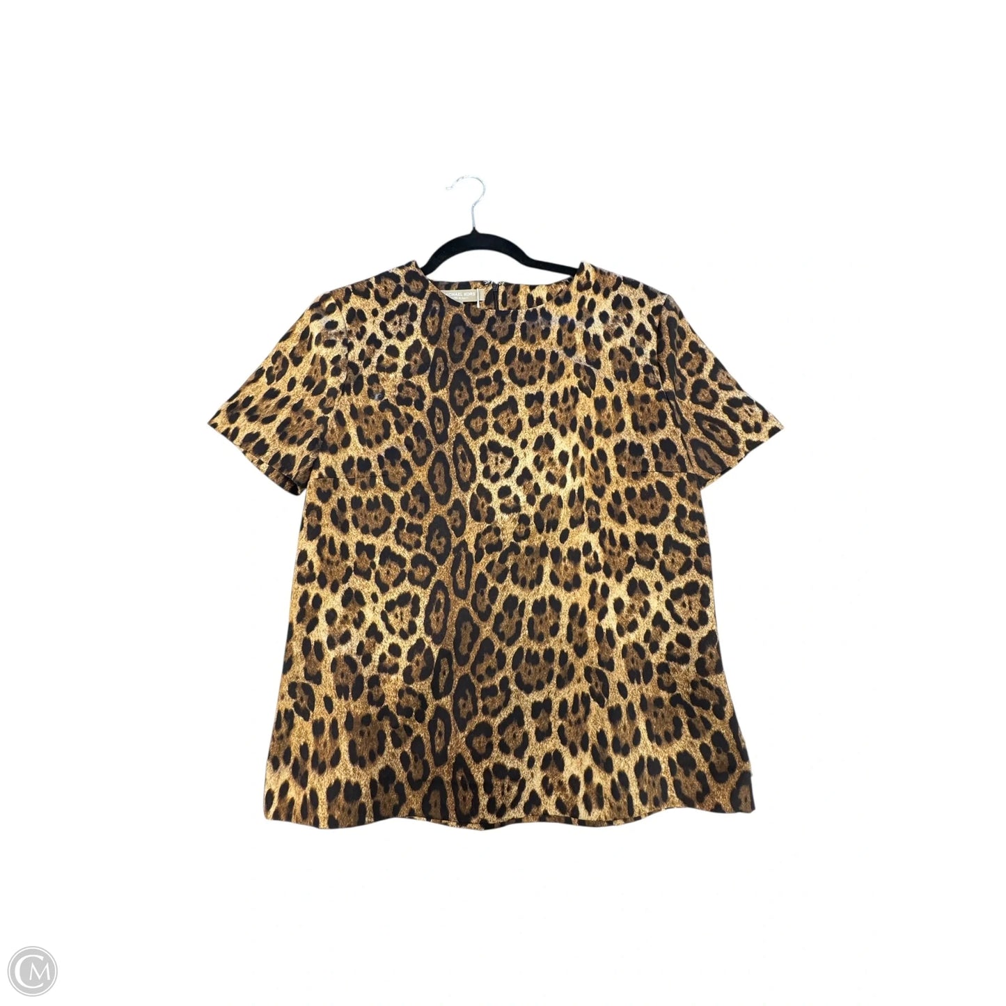 Top Short Sleeve Designer By Michael Kors In Leopard Print, Size: L