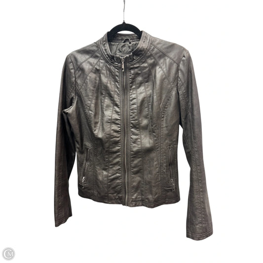 Jacket Moto By Clothes Mentor In Bronze, Size: M