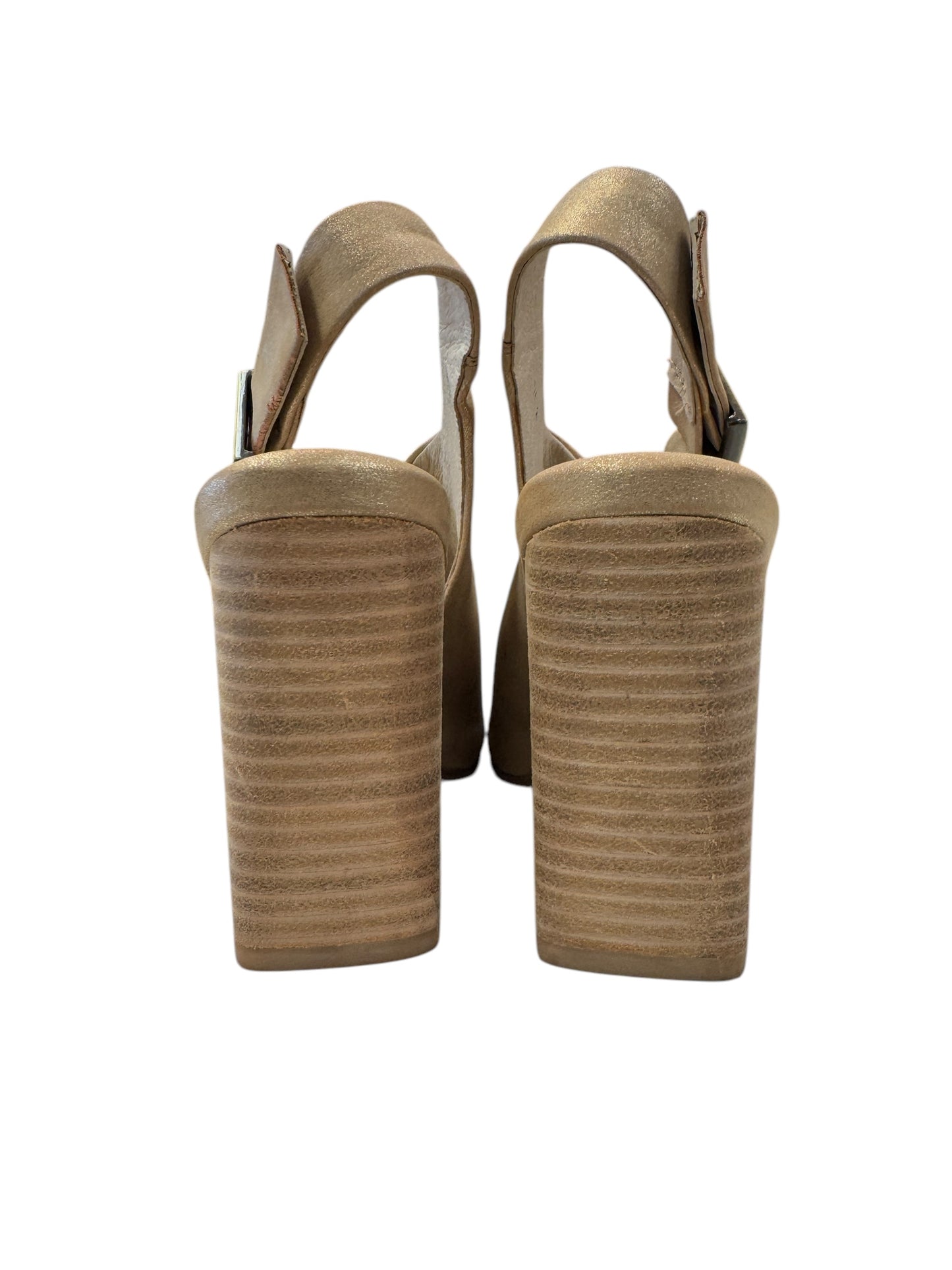 Sandals Heels Block By Cmc In Gold, Size: 8