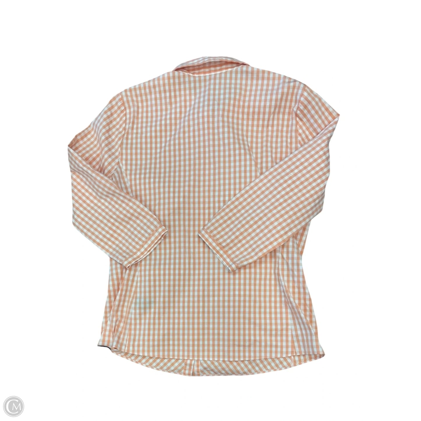 Top Long Sleeve Designer By Lafayette 148 In Orange & White, Size: 12